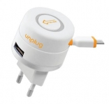 Сетевое зарядное устройство с micro-USB кабелем Unplug Travel Charger Retractable 1А в виде рулетки
