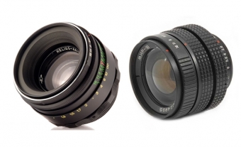 Набор объективов Гелиос 44-2 58мм F2 и Мир-1В 37мм F2.8 для Canon EOS с чипом